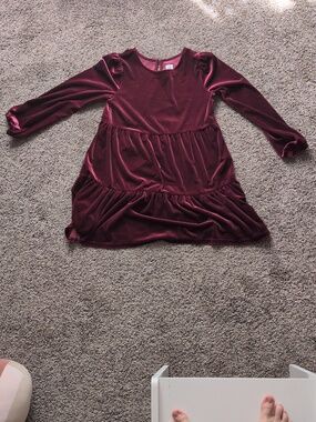 GAP Girls Velvet Tiered Dress - Burgundy